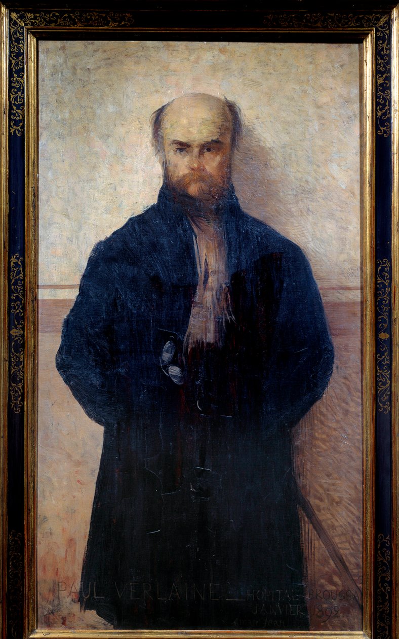 ポール・ヴェルレーヌ（1844 - 1896）フランスの詩人・作家の肖像。エドモン・フランソワ・アマン・ジャン（Aman-Jean, Amand Jean, Aman-Jean）の絵画 作： エドモンド・フランソワ・アマン・ジャン