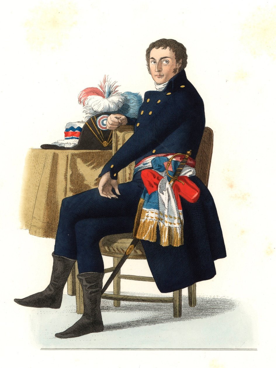 Ferdinand Guillemardet (1765-1809), Botschafter der Französischen Republik in Spanien im 18. Jahrhundert, basierend auf einem Gemälde von 1798 von Francisco Goya (1746-1828) - Lithographie einer Illustration von Edmond Lechevallier-Chevignard (1825-1902),  von Edmond Lechevallier-Chevignard