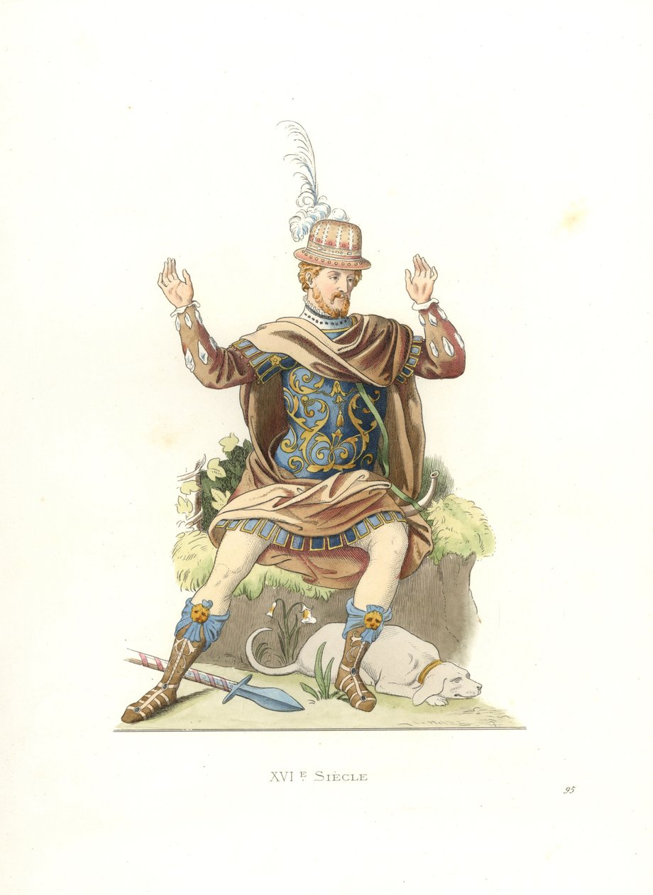 古代の衣装を着たフランス人の紳士 作： EdmondLechevallier-Chevignard