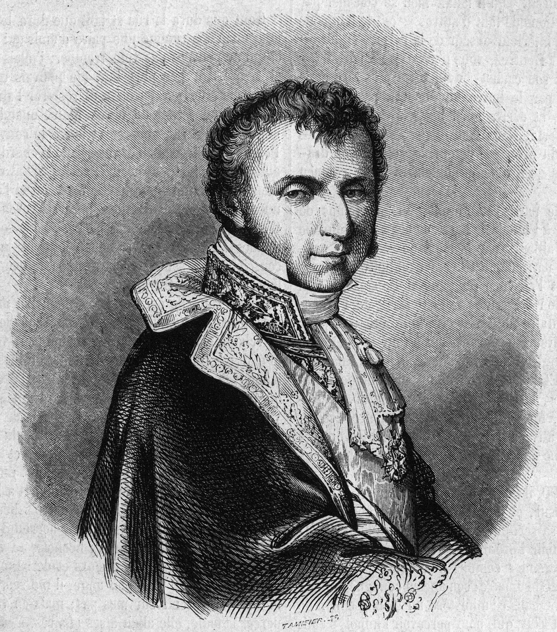 フランスの政治家Nicolas Francois Mollien (1758-1850)の肖像。Chevignardによる版画、"Le Magasin Picturesque "掲載 作： EdmondLechevallier-Chevignard