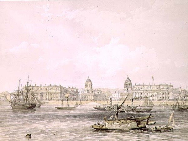 グリニッジ病院、トーマス・ピッケン(fl.1838-d.1870)の彫刻、1852年にLloyd Bros & Co.1852年にLloyd Bros.(リトグラフ) 作： エドマンド（後）ウォーカー
