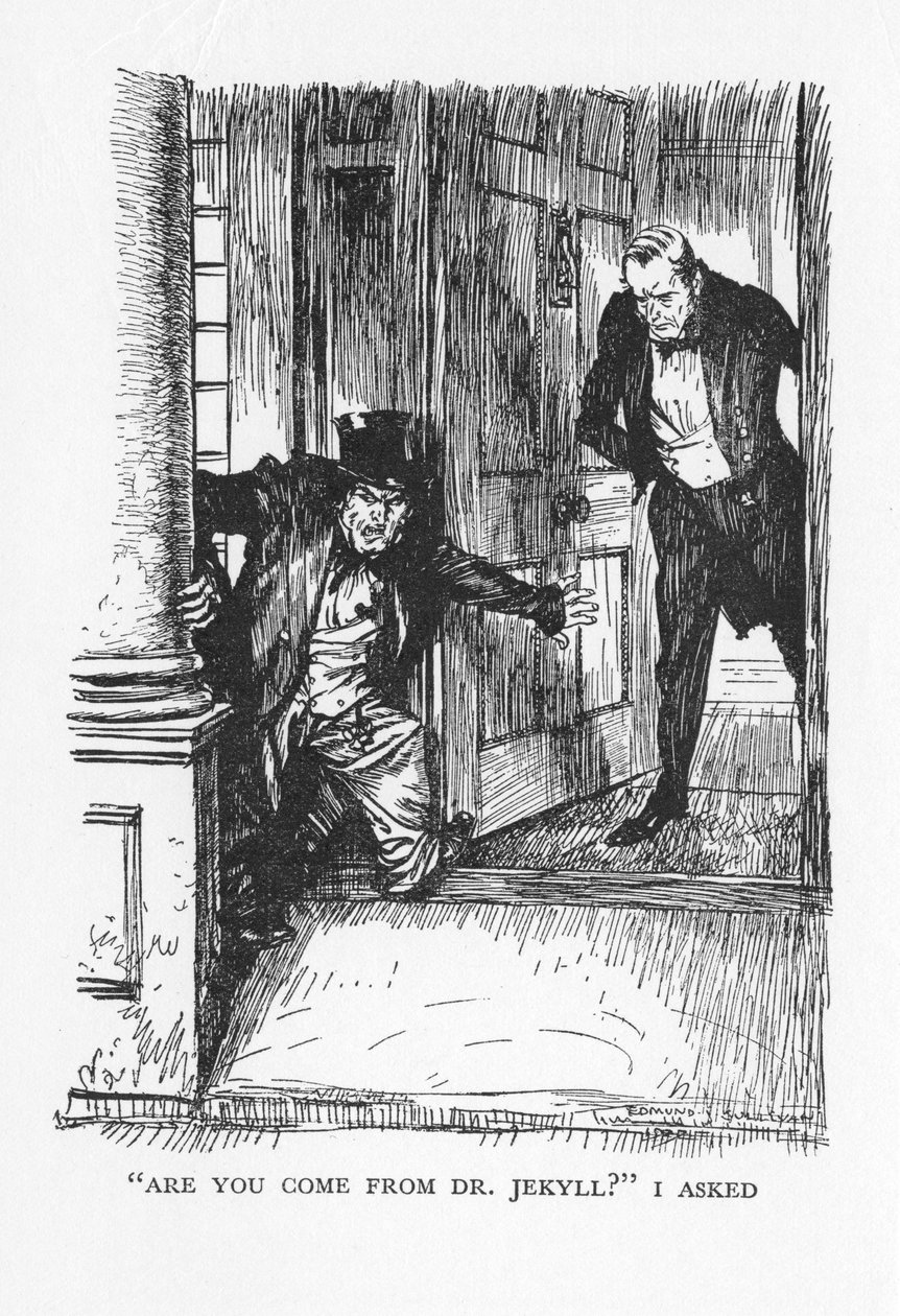 1927年、ロバート・ルイス・スティーブンソンによるジキル博士とハイド氏の奇妙な事件の場面 作： エドマンドジョセフサリバン