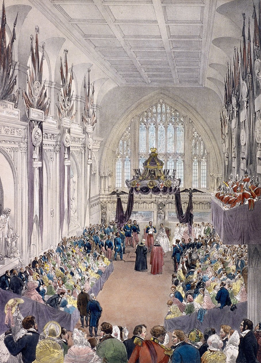 1855 年、ロンドンのギルドホールでのナポレオン 3 世と皇后ユージェニー 作： エドマンド・モーリン