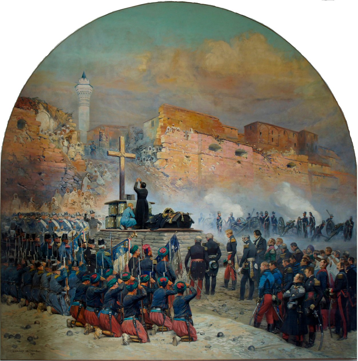 1837n年10月18日のコンスタンティヌス違反の前でのコントデダンモン将軍の葬式 作： ジャン・バプティスト・エドゥアール・ディテール