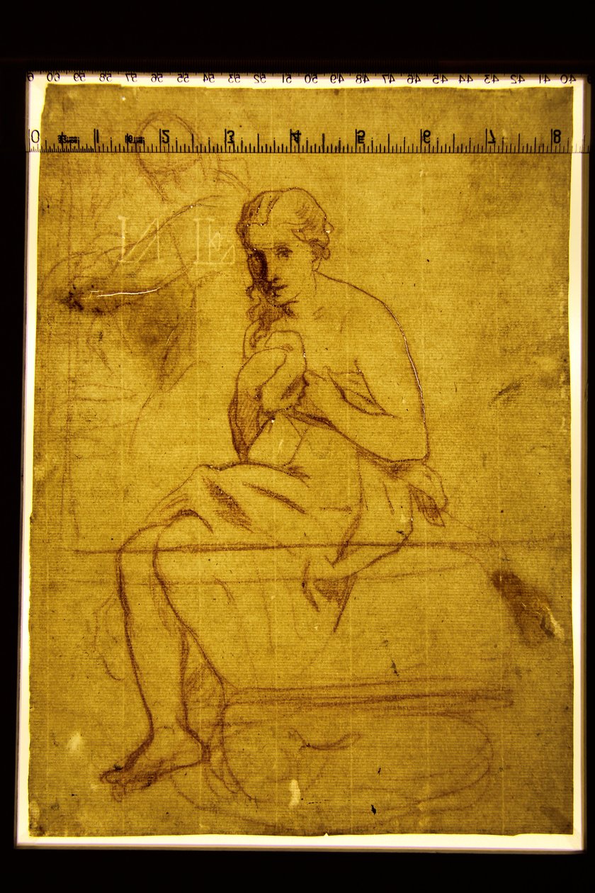 La Toilette、1860（紙にチョークで描いたもの）の透過光画像（5838671-2も参照） 作： エドゥアールマネ