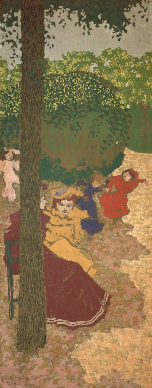 The Public Gardens：Young Girls Playing、1894（キャンバス上のジステンパー） 作： エドゥアール・ヴィラード