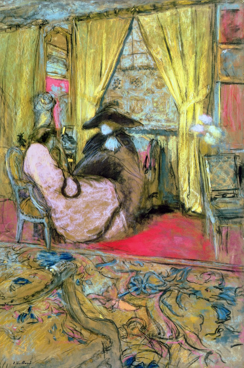 訪問、c.1910（紙にパステル） 作： エドゥアール・ヴィラード