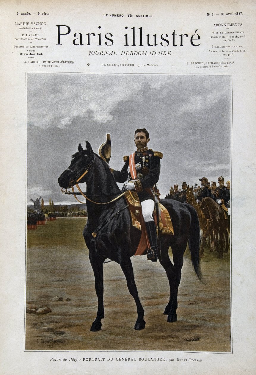 政治家Georges Boulanger将軍（1837-1891）の騎馬像「Edouard Debat Ponsan（Debat-Ponsan）に倣って 作： エドゥアール・デバット・ポンサン