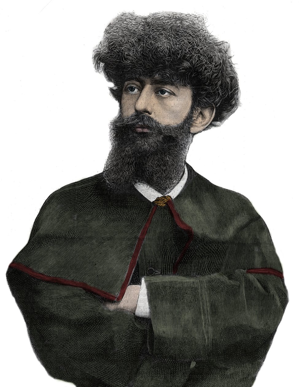 サル・メロダック ジョセフィン・ペラダン（Josephin Peladan）のペンネーム（1858-1918） フランスの作家、オカルティスト - 1892年の「The Illustrous Journal」に掲載されたナヴェリエによるエングレーヴィング。 作： Edouard Felicien Eugene Navellier