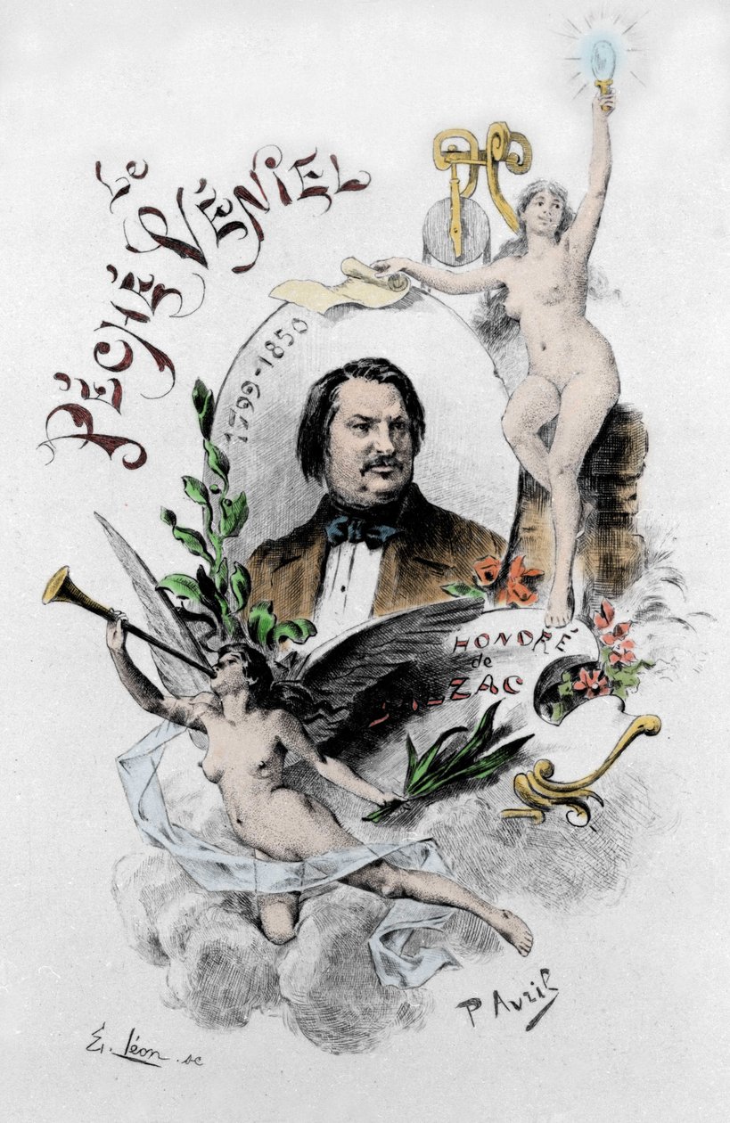 オノレ・ド・バルザックの "The veniel sin "の正面図。ポール・アヴリル（1843-1928）の1901年のイラスト。 作： エドゥアール・アンリ・アヴリル