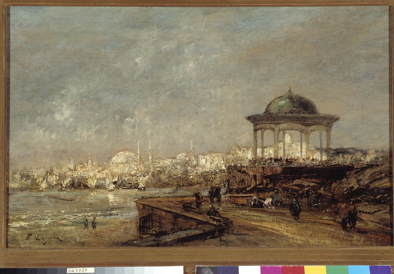 トルコのイスタンブール（コンスタンティノープル）のスタンブールにあるキオスク Edouard Jacques Dufeu（1840-1900）による絵画 必須の言及：コレクション財団はマルセイユのプロヴァンスを尊重します 作： Edouard Jacques Dufeu