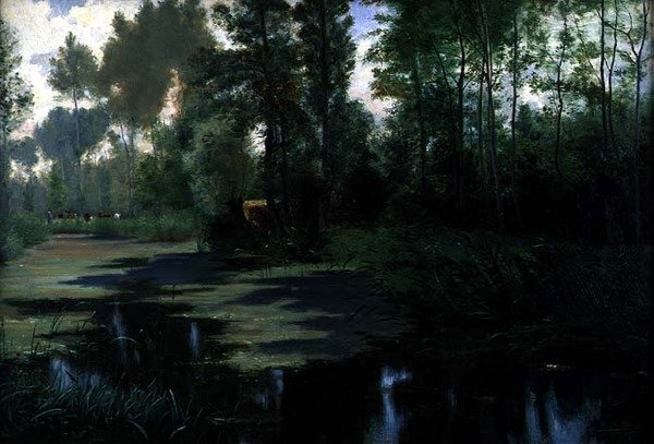 池のある風景 作： エドゥアール・ルイ・ブーディエ
