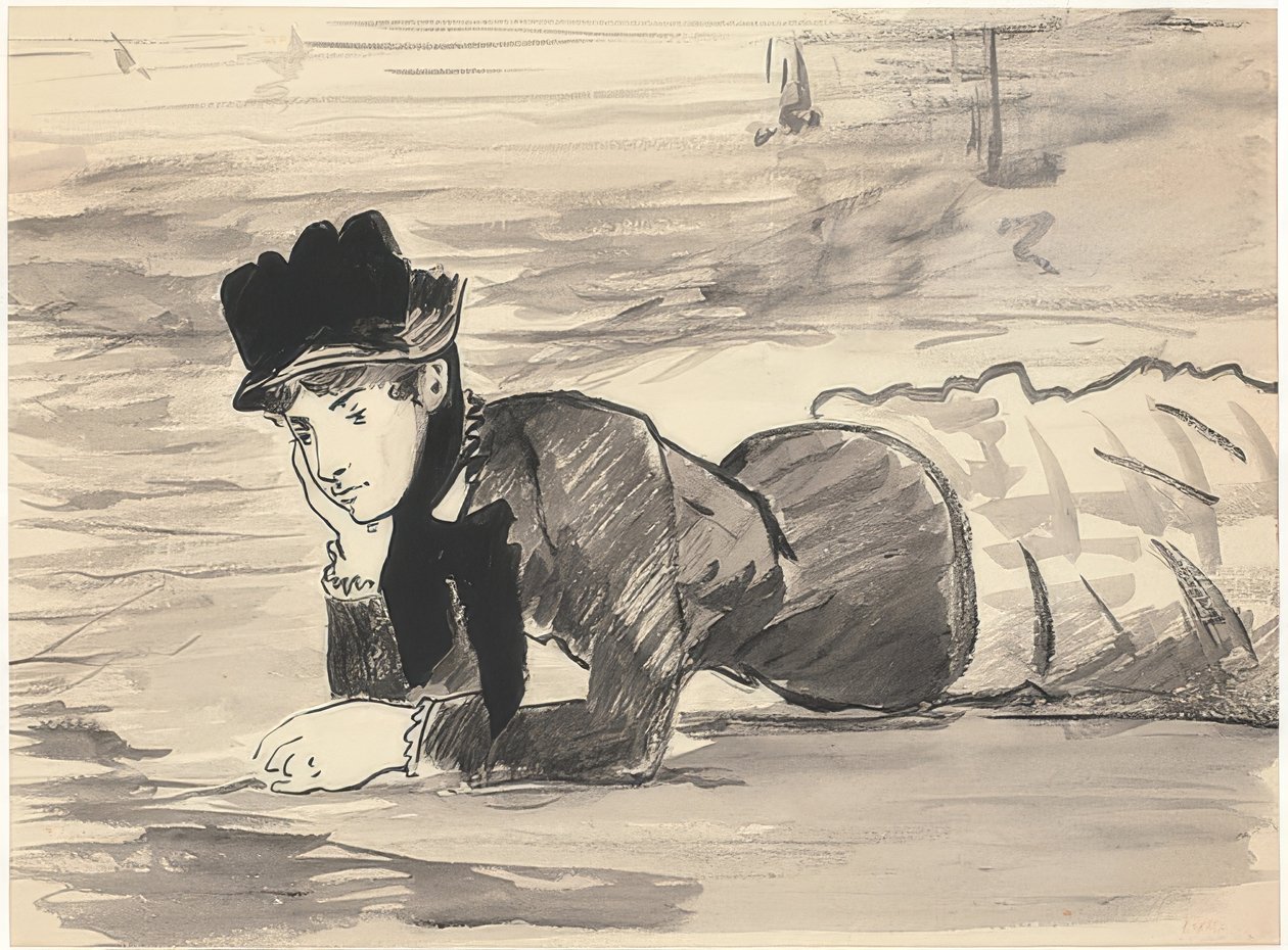 ビーチでアナベルリー。 1881年頃 作： エドゥアールマネ