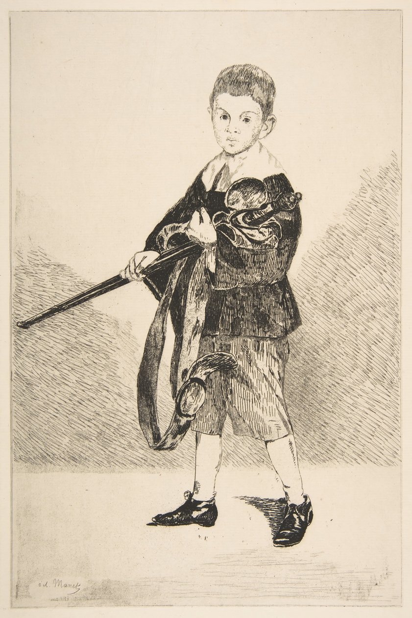 剣を持つ少年、左折、1862年。 作： エドゥアールマネ