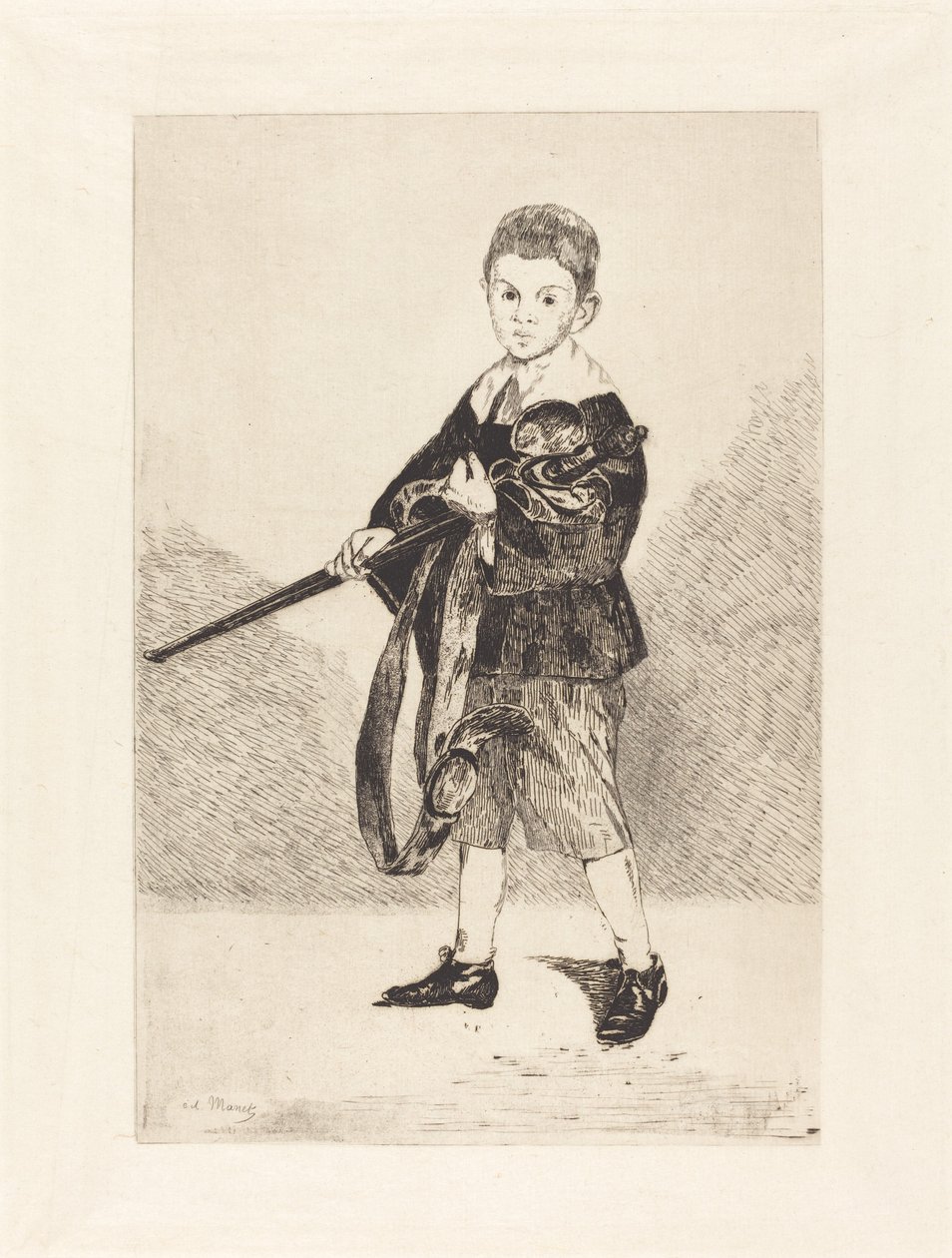 剣を持った子供、左を向いた子供 剣を持った子供、左を向いた、1862年。 作： エドゥアールマネ