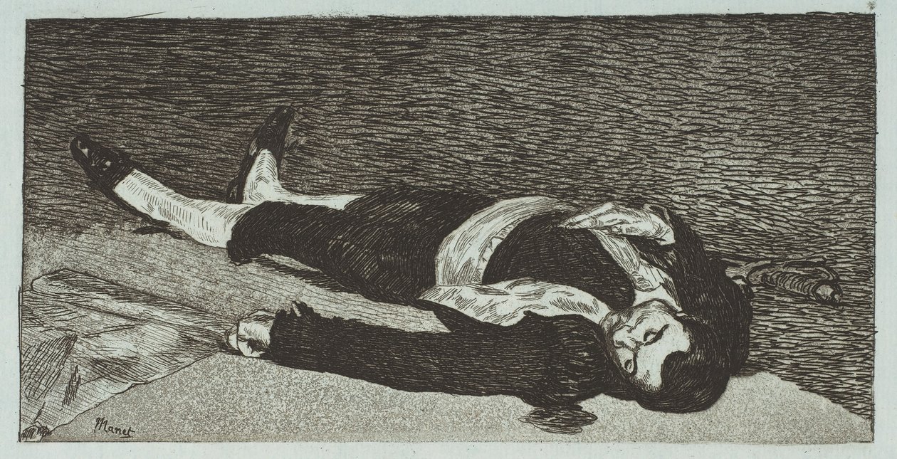 死んだ闘牛士、1867-68。 作： エドゥアールマネ