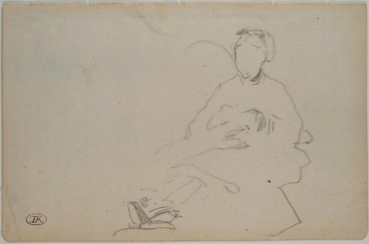 マネ-座る女性のスケッチ（スケッチブックの一葉）1864-1868年頃 作： エドゥアールマネ