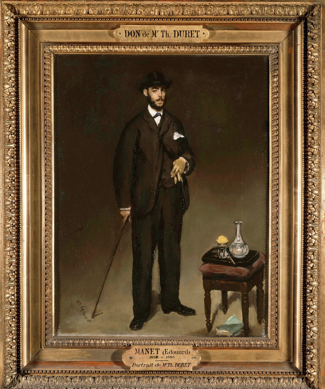 Portrait en pied de Theodore Duret (1838-1927), collector and art criticism エドゥアール・マネ(1832-1883)の絵画 1868 Sun.0.43x0.35 m Paris, musee du petit palais - コレクターで美術評論家のセオドア・デュレ（1838-1927）の全身像。エドによる絵画 作： エドゥアールマネ