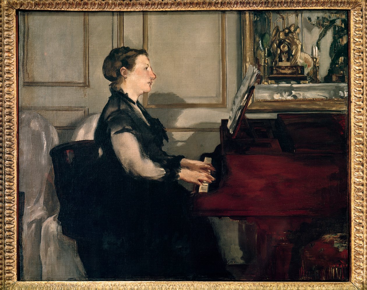 ピアノを弾くマネ夫人の肖像」 エドゥアール・マネ（1832-1883）の絵画 作： エドゥアールマネ