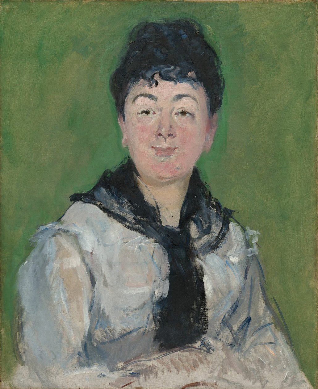 黒いフィチューを持つ女性の肖像、c。 1878年。 作： エドゥアールマネ