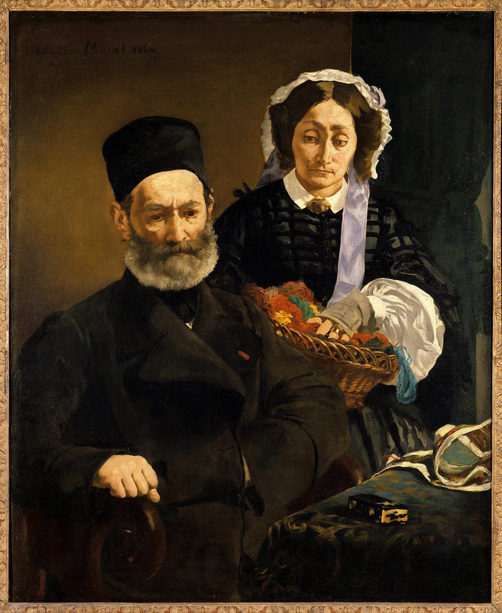 格安 画家の両親であるオーギュスト・マネ夫妻の肖像画 エドゥアール 絵画