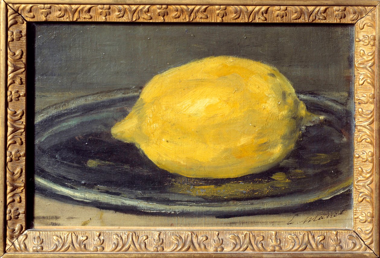 エドゥアール・マネ（1832-1883）の「レモンの絵」。1880.日です。0,14x0,22 m Paris.オルセー美術館（Musee d