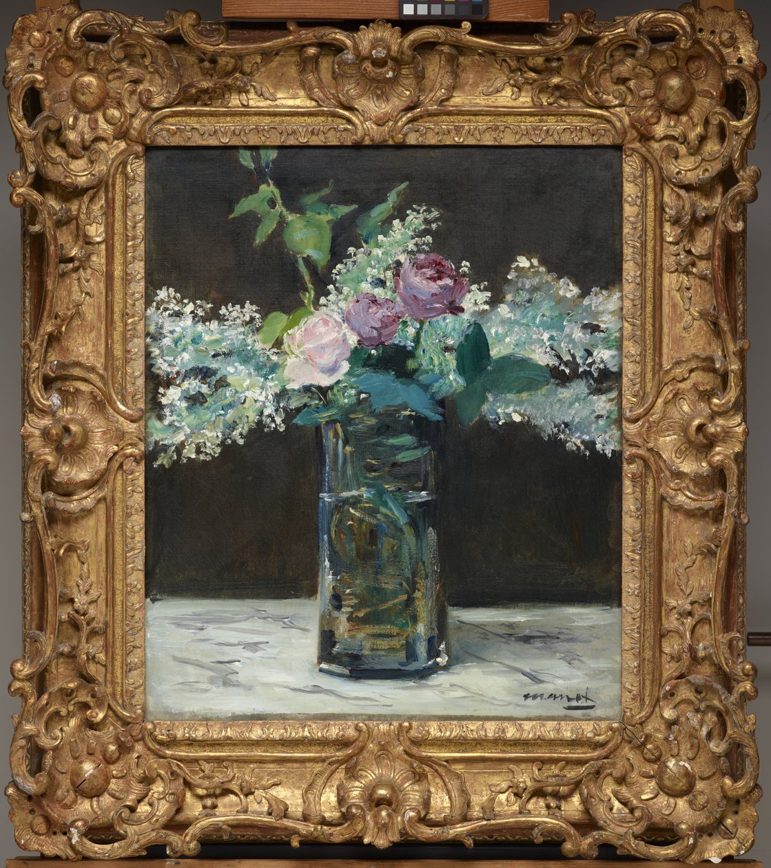 白いライラックとバラの花瓶 作： エドゥアールマネ