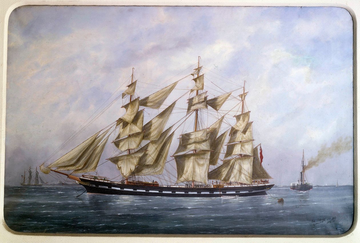 ロスデュ号、乾式帆走の3つの英国マット 水彩画 Edouard Adam (1847-1929) 1882年 Paris, Musee de la Marine 作： エドゥアール・マリー・アダム