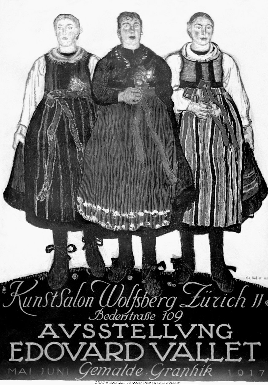 スイスのポスター Edouard Vallet 1917 (白黒写真) 作： エドゥアール・バレット