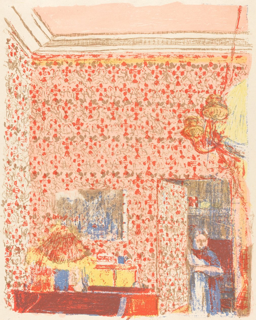 ピンクの壁紙のあるインテリア I Interieur aux tentures roses I, c. 1896 published 1899. 作： エドゥアール・ヴィラード