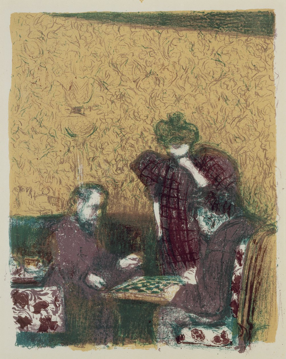 1899年発行の「風景とインテリア」より「婦人会」（カラーリトグラフ 作： エドゥアール・ヴィラード