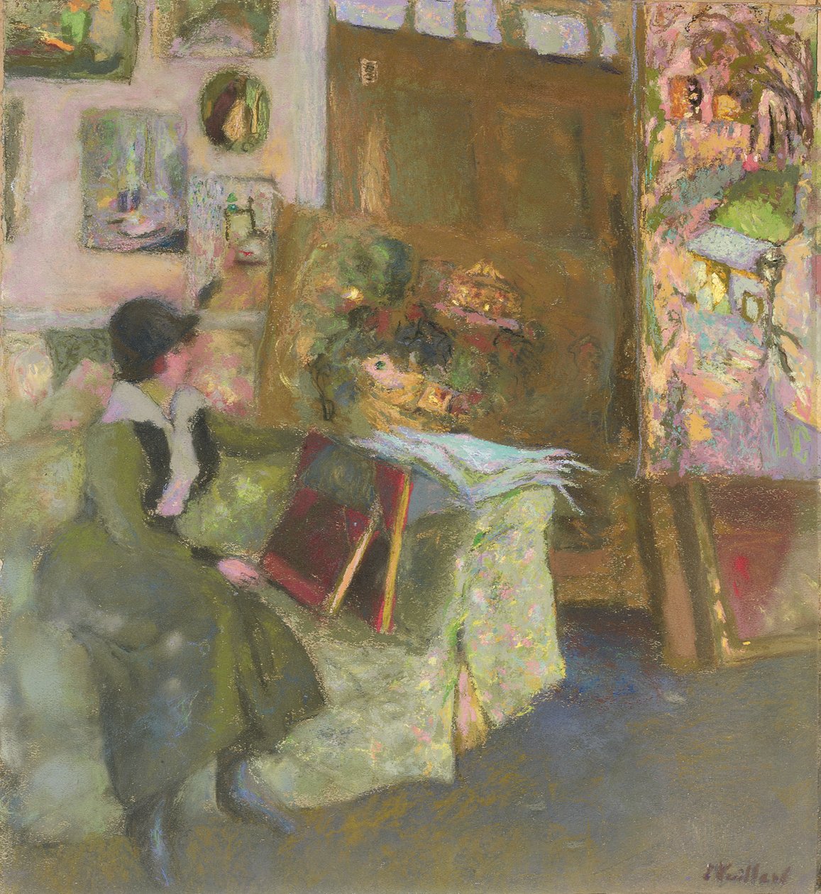 緑のソファのモデル。緑のソファのモデル、1915 作： エドゥアール・ヴィラード