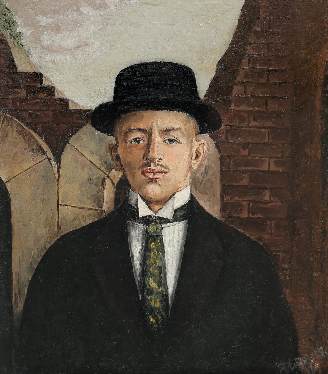 1917年のシルクハットの詩人ヴァシリカメンスキー1884-1961の肖像 作： エドゥアルド・グスタボヴィッチ・シマン