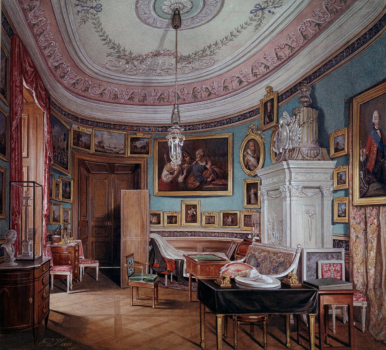 ガッチナのポール1世（1754-1801）の部屋の眺め Eduard（Edward）Hau（1807-1870）の水彩画 1877年 サンクトペテルブルク エルミタージュ美術館 作： エデュアルド・ハウ
