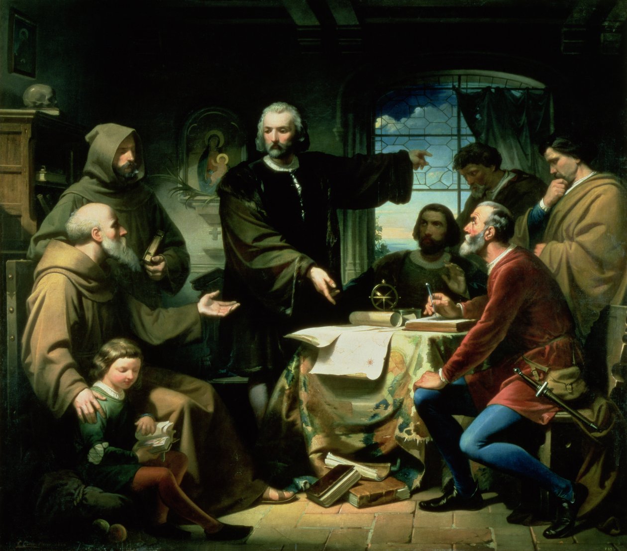 1856年、ララビダ修道院のクリストファーコロンブス（1451〜1506年） 作： エドゥアルドカノデラペニャ