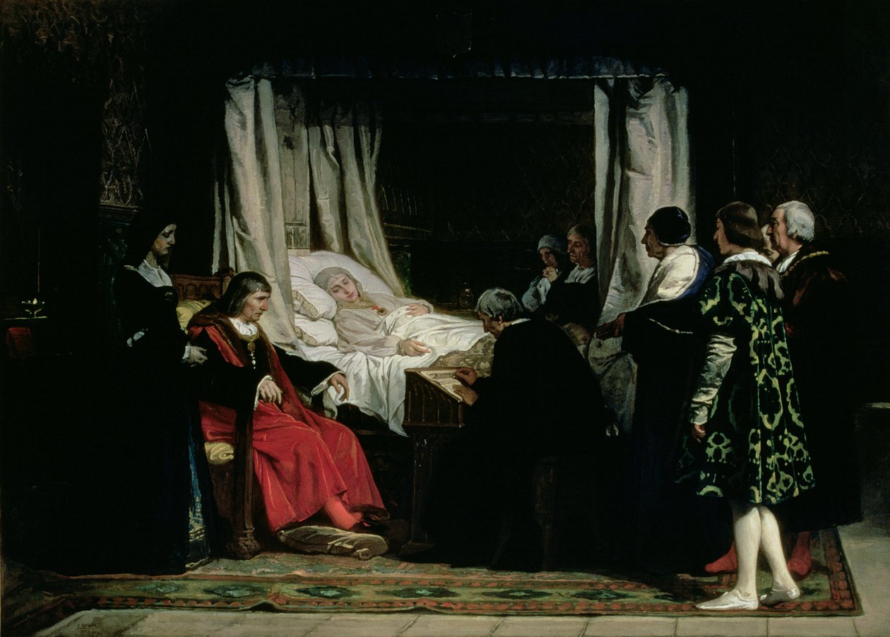 イザベラ女王の遺言、カトリック（1451-1504）1864 作： エドゥアルド・ロサレス