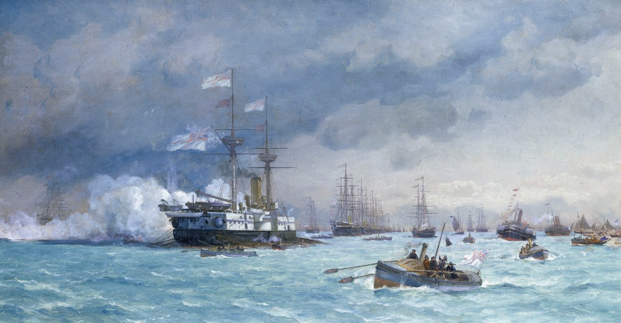 対魚雷演習中のHMS「エディンバラ」、1887年頃（油彩・キャンバス） 作： エドワード・デ・マルティーノ