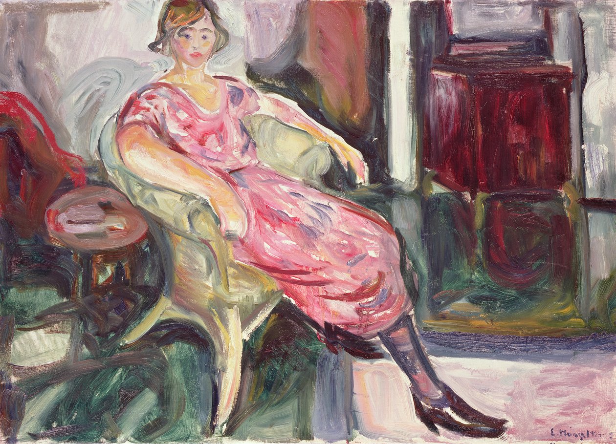 籐の椅子の女、1924-25 作： エドヴァルド・ムンク