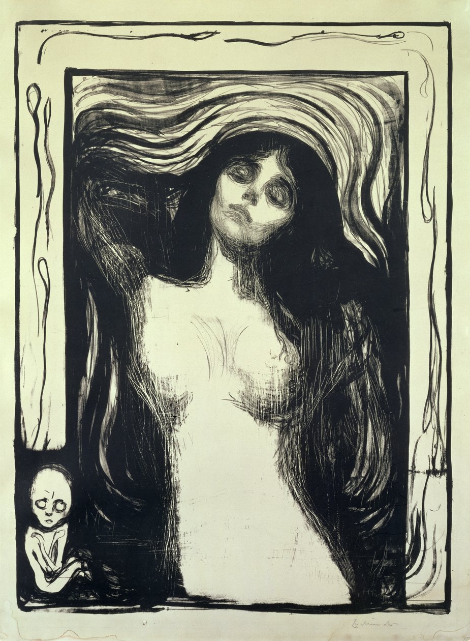 マドンナ、愛する女性（マドンナ、リーベンデスワイブ）（木版画） 作： エドヴァルド・ムンク