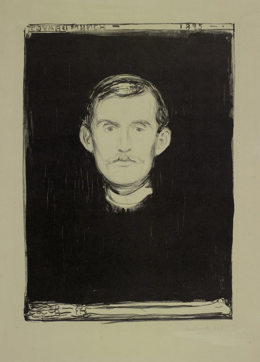 自画像、1895 作： エドヴァルド・ムンク