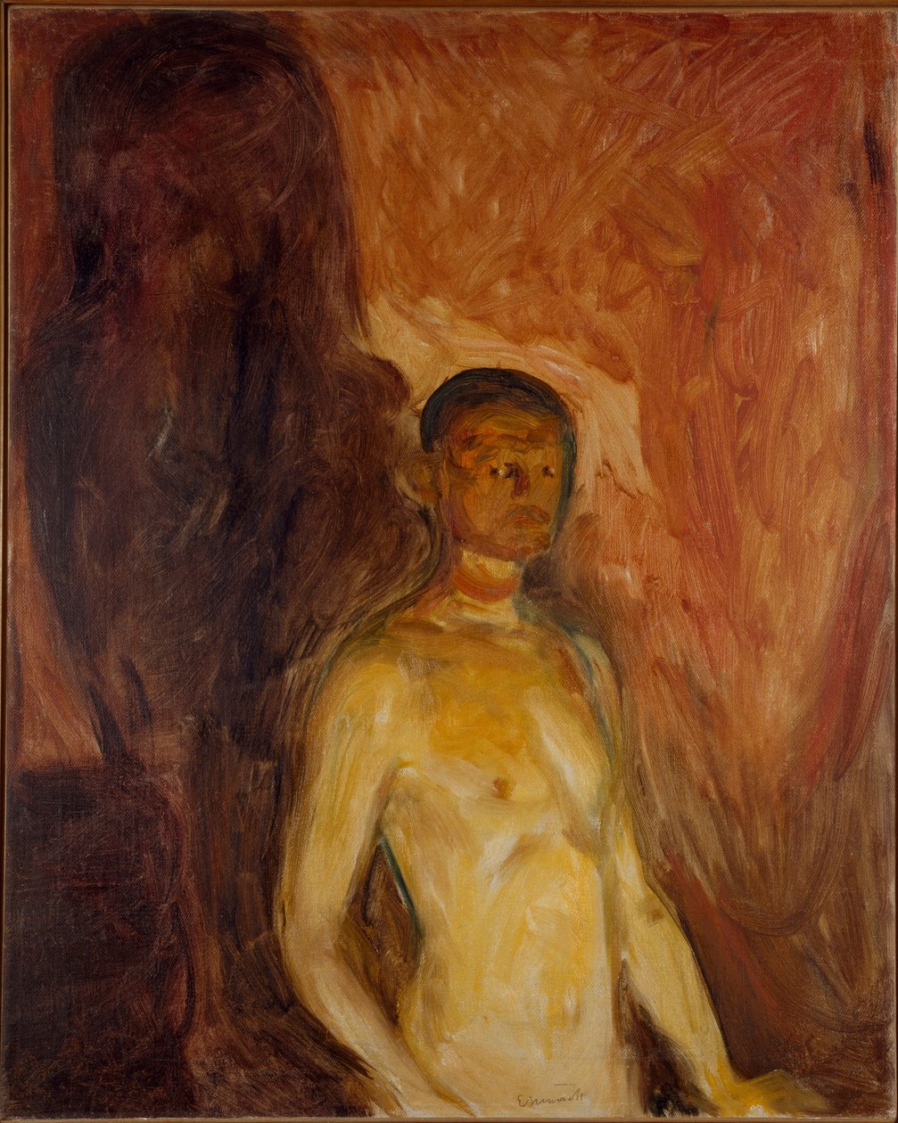 地獄の自画像 エドヴァルド・ムンク（1863-1944）作 1895年頃日です。81,5x65,5 cm Oslo, Kommunes Kunstsamlinger Munch-Museet (Musee Munch) 作： エドヴァルド・ムンク