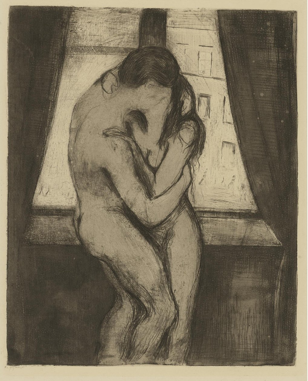 キス、1895 作： エドヴァルド・ムンク