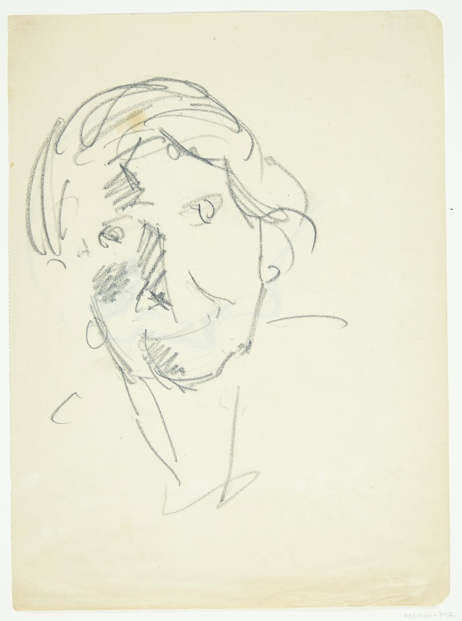 芸術家の妻で画家のアグネス ウェイエ (1878-1964) の正面の肖像画 作： エドヴァルド・ウェイ