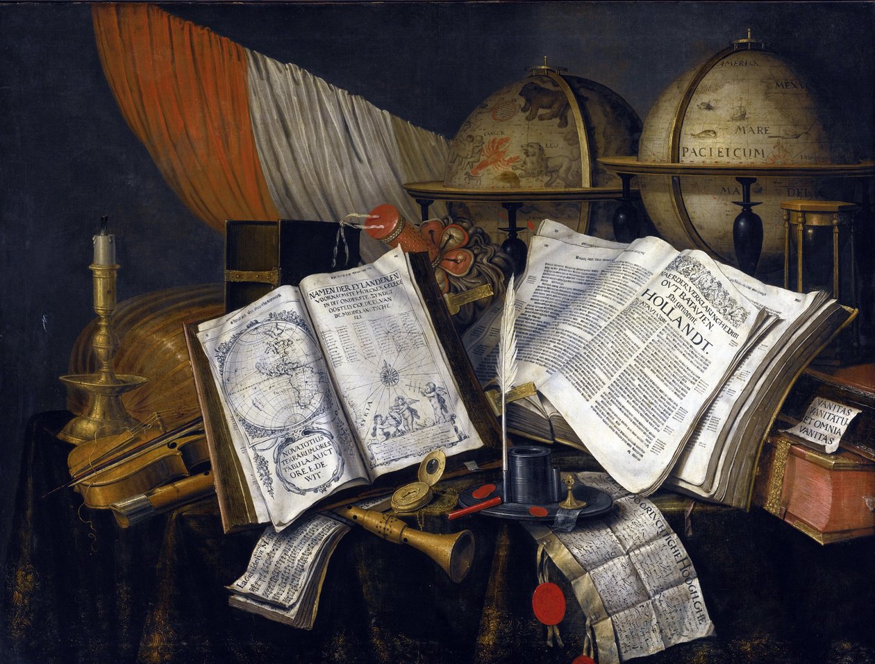 静物画（ヴァニタス） par Edwaert Collier (1642-1708) 作： Edwaert ColyerまたはCollier