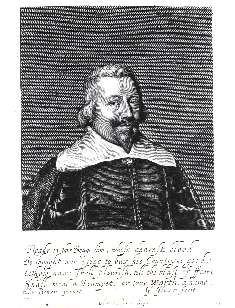 ジョージグローバー（1618-c.53）によって彫刻されたジョンピム（c.1584-1643）の肖像画 作： エドワード・バウアー