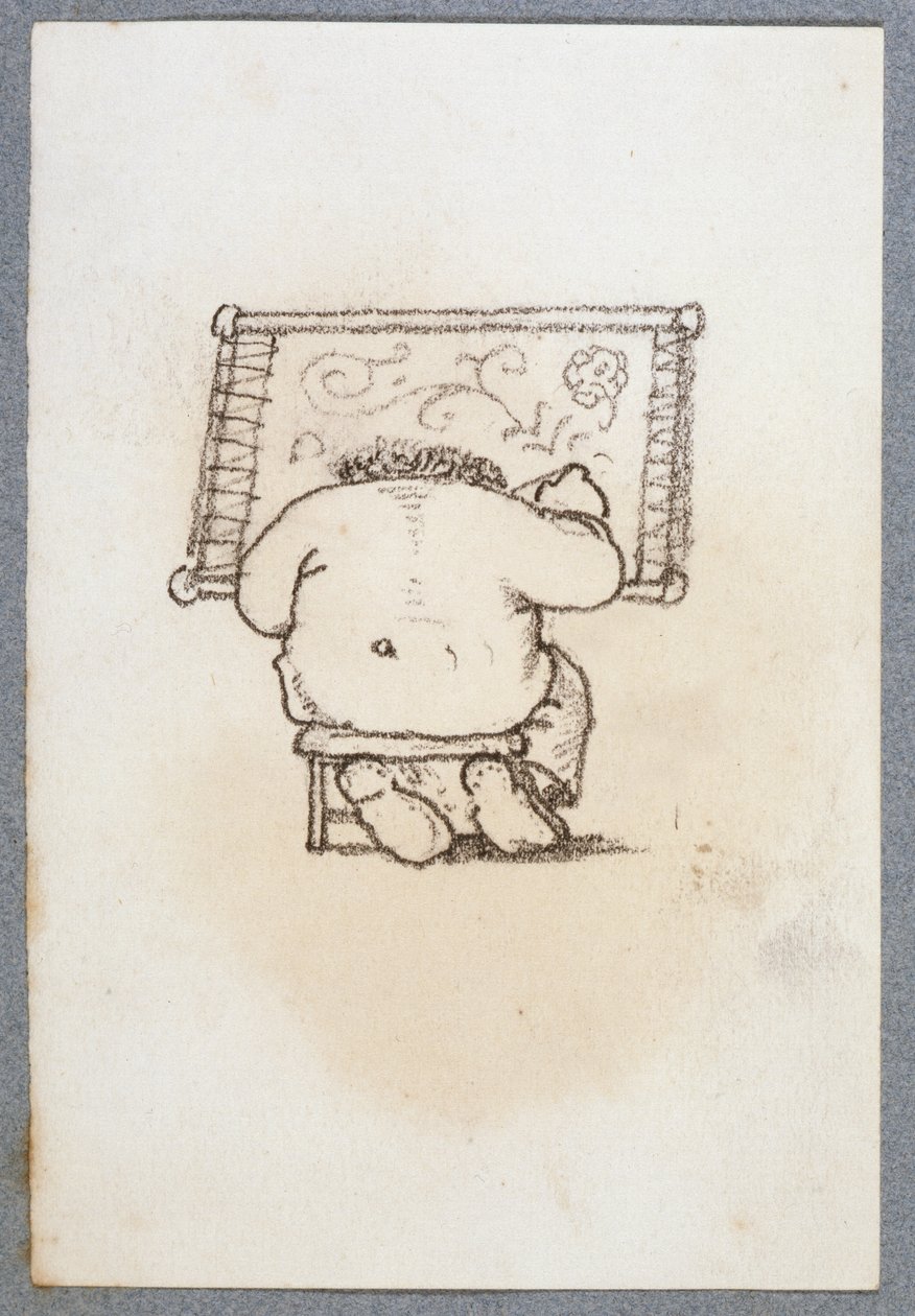 ウィリアム・モリス（1834-96）図面のアルバムから、後ろから見たタペストリーに取り組んで 作： エドワード・バーン・ジョーンズ