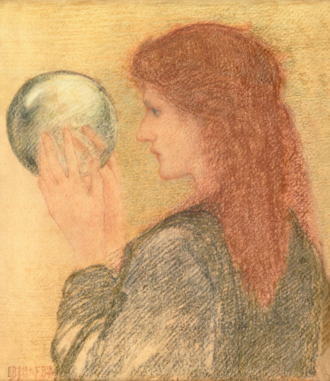 占星術、1893（紙にパステル） 作： エドワード・バーン・ジョーンズ