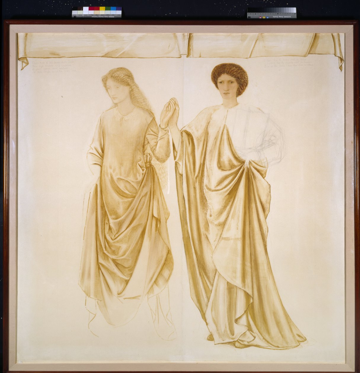 ジェイソンの2人の妻、1872年以前（紙に黒いチョークで描いた水彩画とボディカラー） 作： エドワード・バーン・ジョーンズ