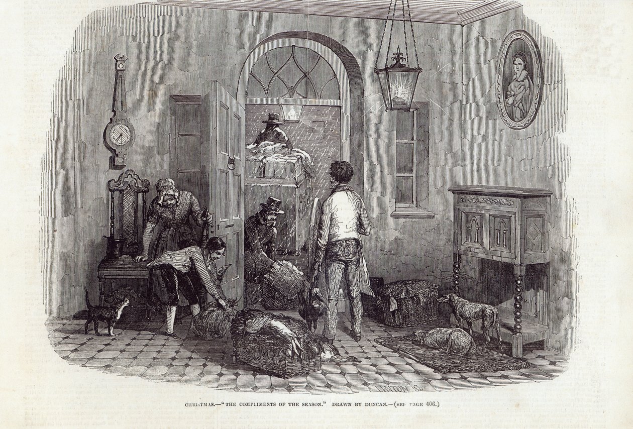 クリスマス：1846年12月26日の &39;The Illustrated London News&39;からのリントンの刻印による季節の賛辞 作： エドワードダンカン