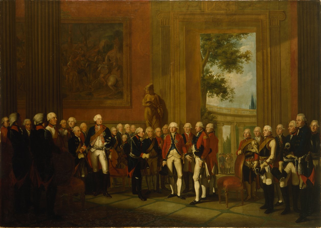 1785年頃、サンスーシのヨーク公のレセプション 作： エドワード・フランシス・カニンガム